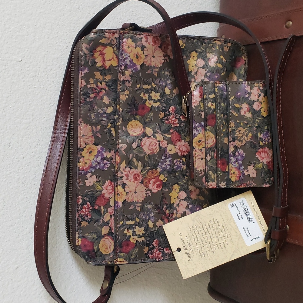 Patricia Nash Nerina Crossbody & Cassis RFID Leather Wallet English Country - Picture 13 of 16